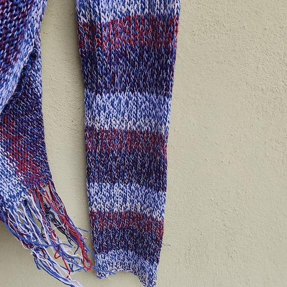 NATURAL LIFE Purple and Gray Striped Fringe Sweater - Picture 6 of 11